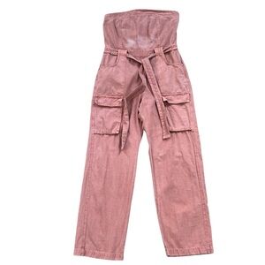 Blue Blush Strapless Cargo Jumpsuit Size‎ Large